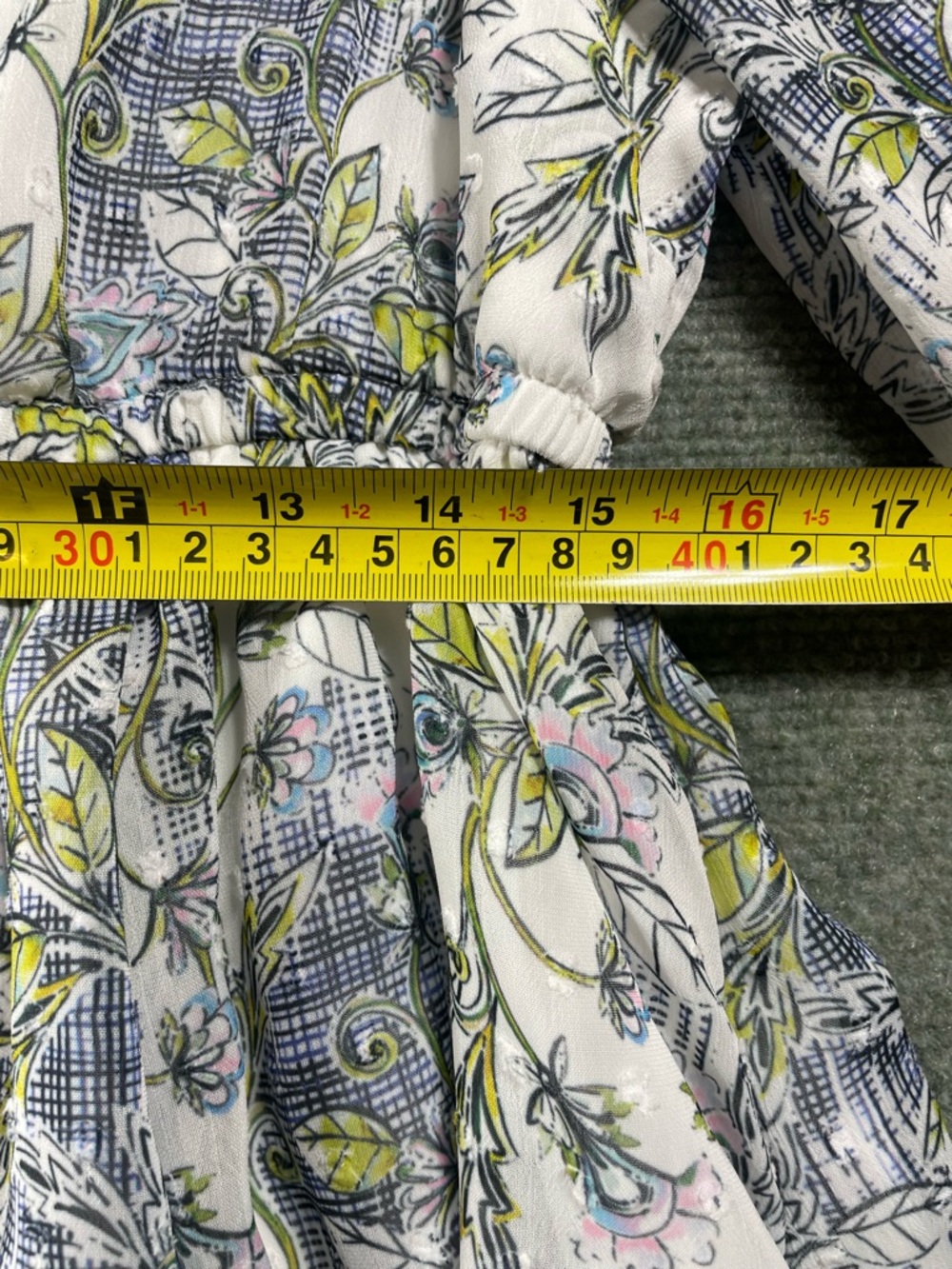 torrid White Floral Print Long Sleeve Dress with Blue and Green Accents sz 00 - Picture 5 of 8